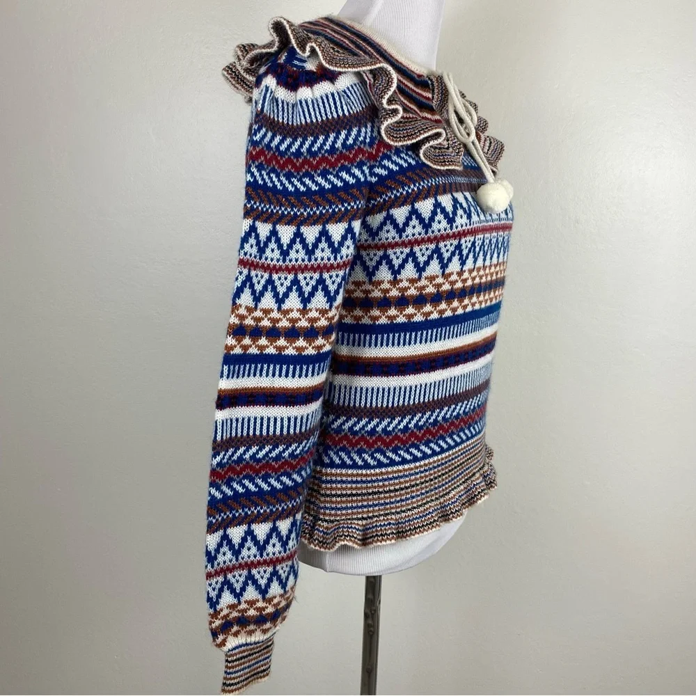 Vintage 70's Patterned Collared Sweater - Picture 3 of 9